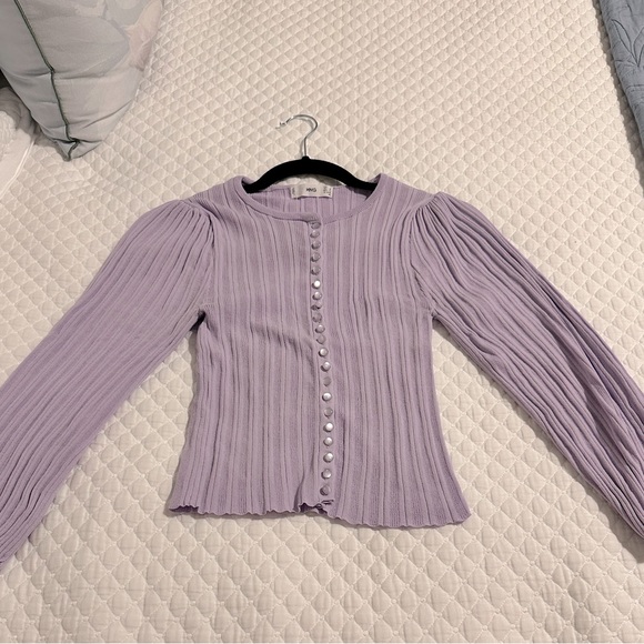 Mango Button Front Cardigan In Lilac,Size S - Picture 4 of 6